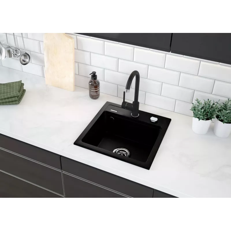 Granite 1-BOWL Sink Deante Black Zorba