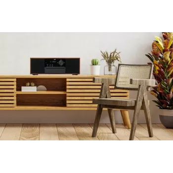 Mini tower music system JVC RD-E761, 2x8W RMS, Bluetooth 4.2, USB, CD, FM, wooden housing, black