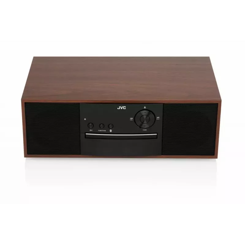 Mini tower music system JVC RD-E761, 2x8W RMS, Bluetooth 4.2, USB, CD, FM, wooden housing, black