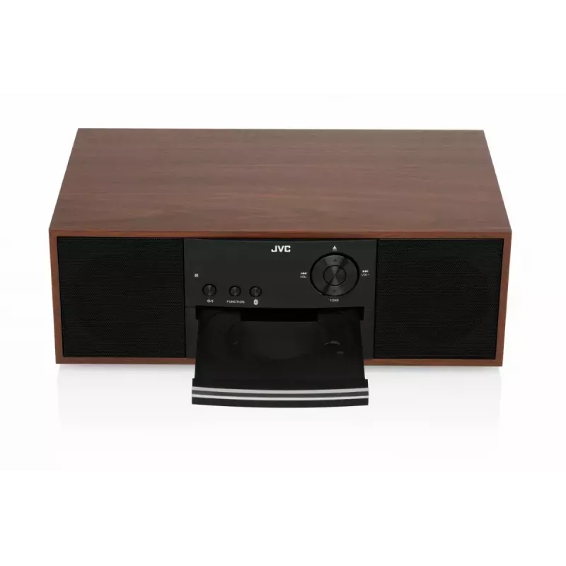 Mini tower music system JVC RD-E761, 2x8W RMS, Bluetooth 4.2, USB, CD, FM, wooden housing, black