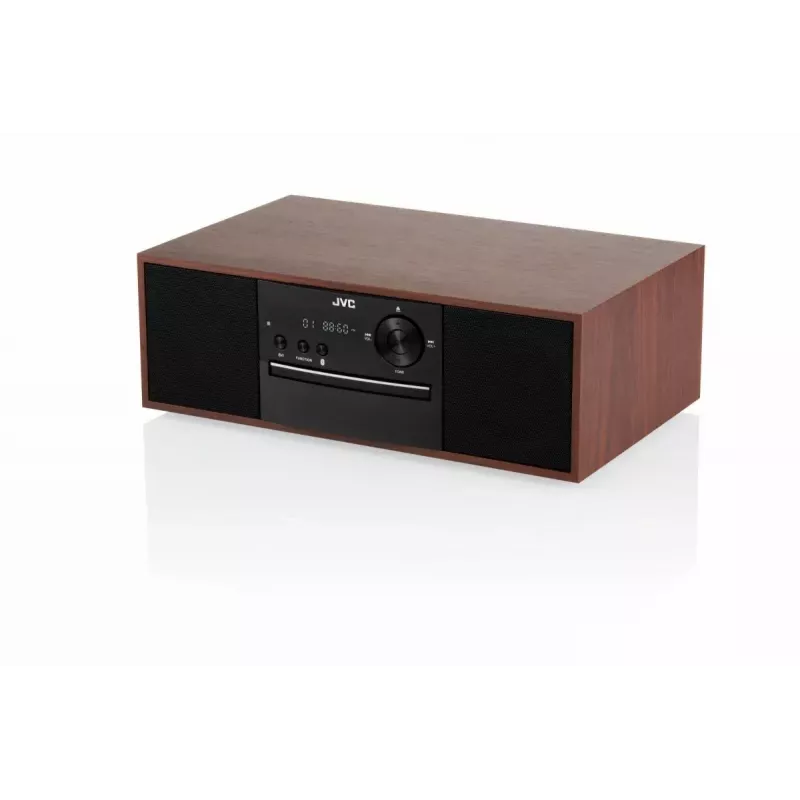 Mini tower music system JVC RD-E761, 2x8W RMS, Bluetooth 4.2, USB, CD, FM, wooden housing, black