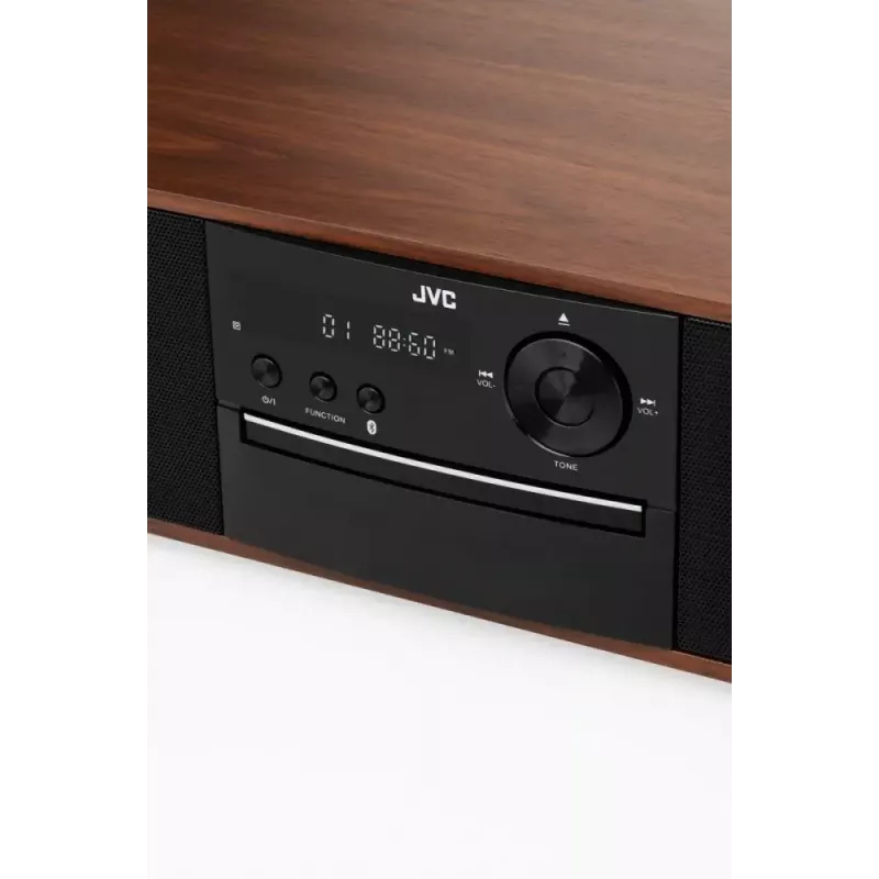 Mini tower music system JVC RD-E761, 2x8W RMS, Bluetooth 4.2, USB, CD, FM, wooden housing, black