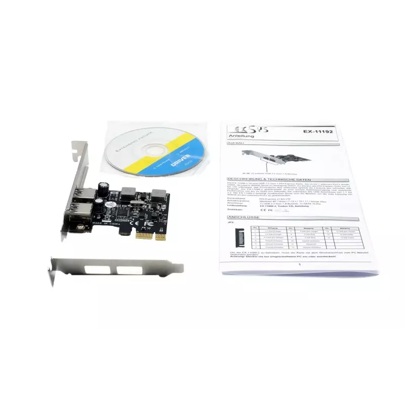 EXSYS 2-Port USB 3.2 Gen 1 PCIe Card 3A Renesas