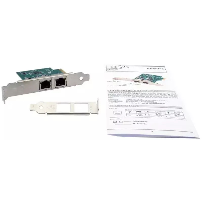 Internal Ethernet Card EXSYS EX-60102 1000 Mbit/s PCI Express Wired