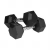 Rubberized cast iron dumbbells HEX 2x9 kg REBEL ACTIVE