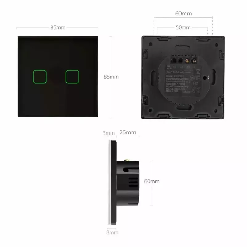 Wall light switch MACLEAN MCE712B single touch — smart single-gang switch