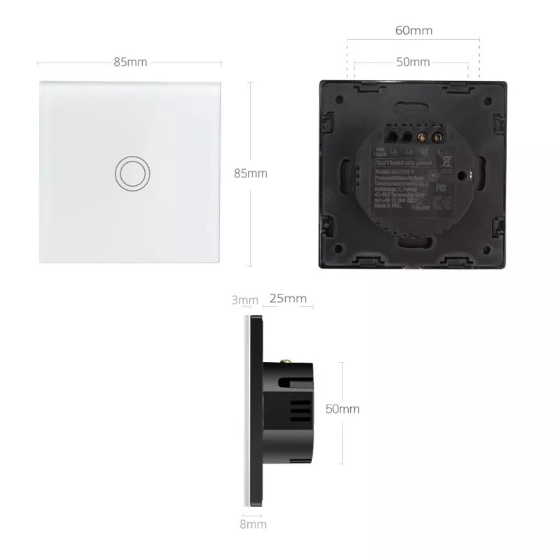 Smart Wi‑Fi touch light switch MACLEAN MCE715W — touch control, Wi‑Fi connectivity
