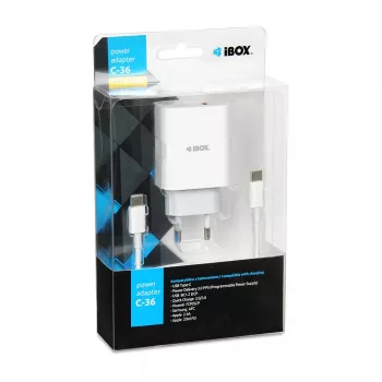 Indoor Charger iBox C-36 Universal White USB Fast Charging