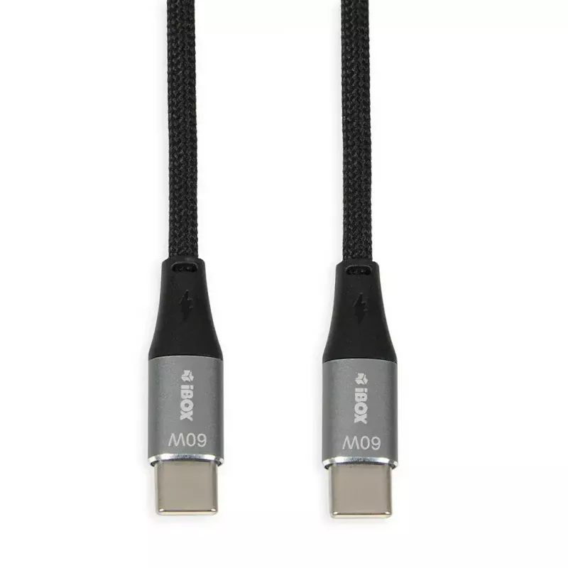 USB Type-C hub IBOX IKUTC1B — 4-port USB hub with USB-C input and 4 × USB-A ports, USB 2.0, 1 m braided cable, max 3 A, black