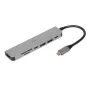 Docking hub IBOX IUH3SL4K USB Type-C 5 Gbit/s, HDMI 4K@30Hz, PD up to 100W, 2x USB-A, 2x USB-C, card reader, silver