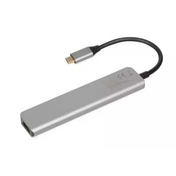 Docking hub IBOX IUH3SL4K USB Type-C 5 Gbit/s, HDMI 4K@30Hz, PD up to 100W, 2x USB-A, 2x USB-C, card reader, silver