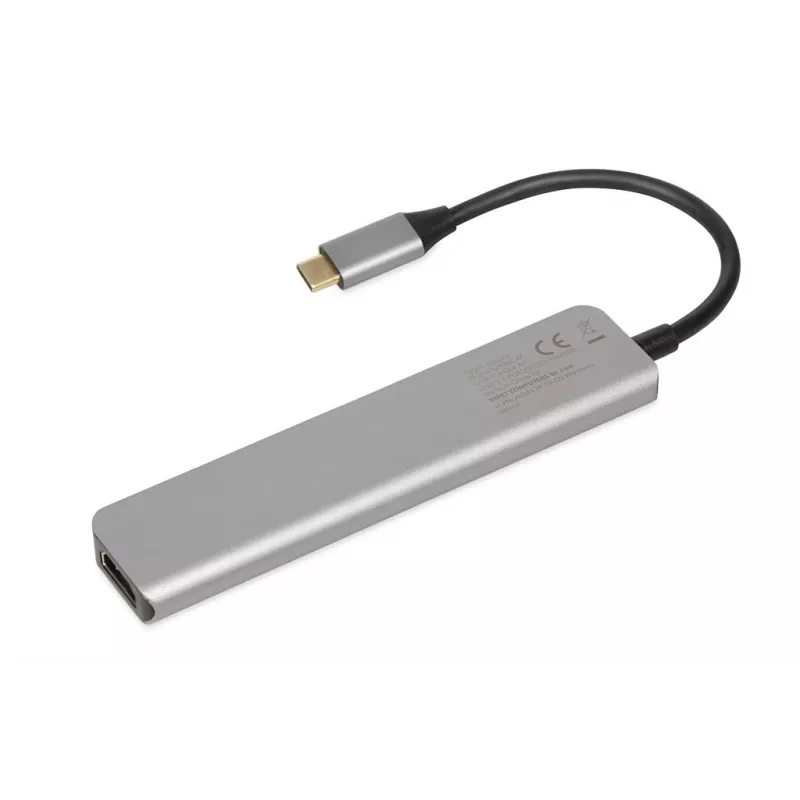 Docking hub IBOX IUH3SL4K USB Type-C 5 Gbit/s, HDMI 4K@30Hz, PD up to 100W, 2x USB-A, 2x USB-C, card reader, silver