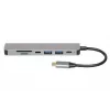 Docking hub IBOX IUH3SL4K USB Type-C 5 Gbit/s, HDMI 4K@30Hz, PD up to 100W, 2x USB-A, 2x USB-C, card reader, silver