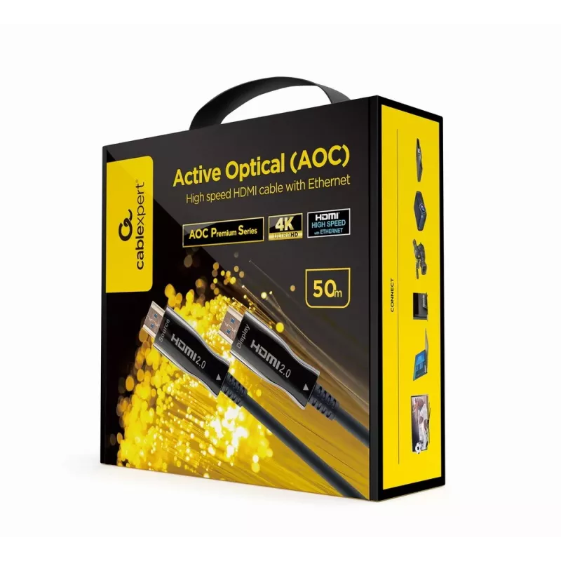 HDMI cable Gembird CCBP-HDMI-AOC-50M-02 50 m, HDMI Type A, HDMI 2.0, 18 Gbit/s, black