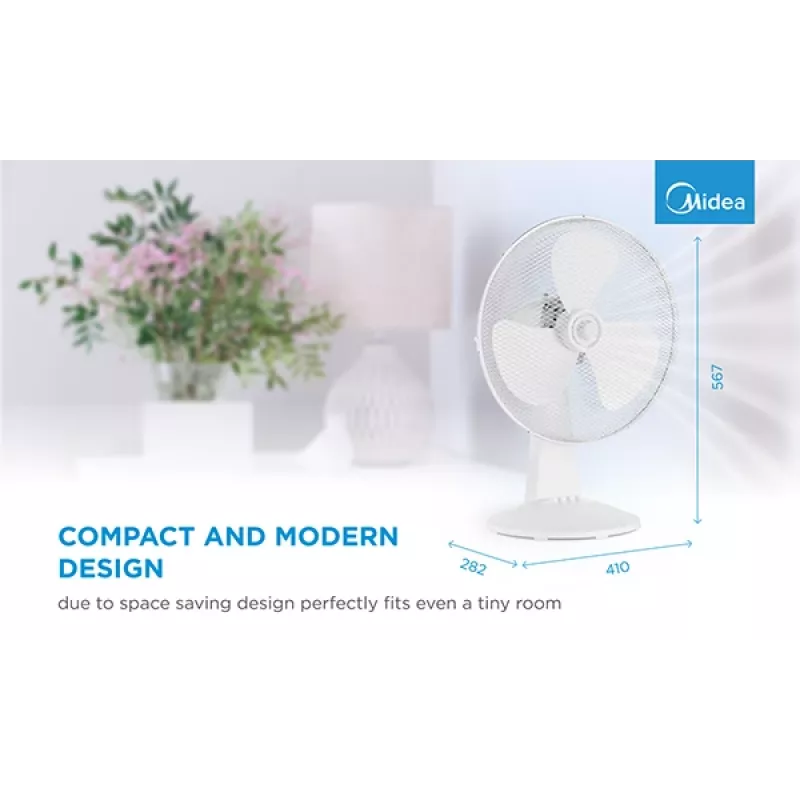 Table Fan Midea FT40-21M — 40 cm Diameter, 3 Speeds, Oscillation, 25 W, White