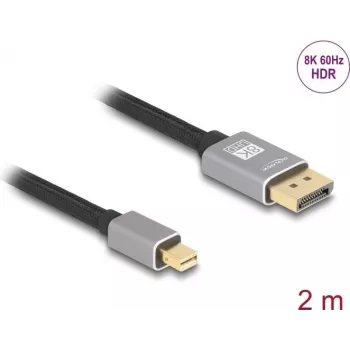 DeLOCK Mini DisplayPort to DisplayPort cable 8K 60 Hz 2 m grey metal