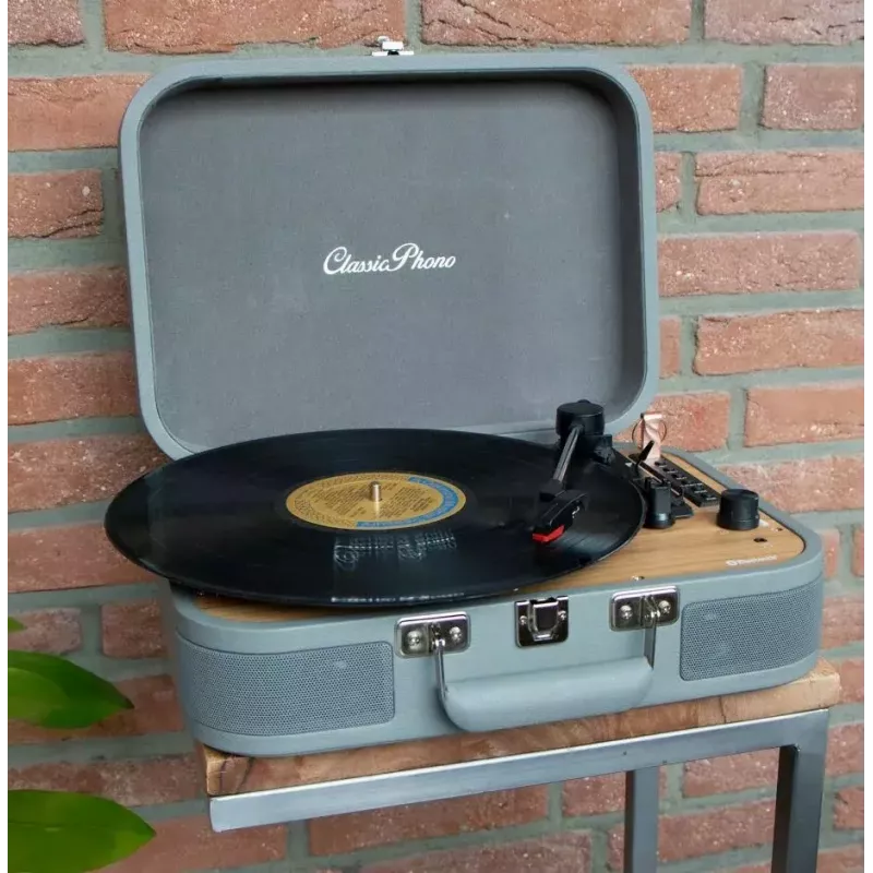 Turntable suitcase Lenco TT-116GR portable vinyl player with Bluetooth 5.0, USB, AUX, built-in speakers, 4W, supports 7/10/12-inch records