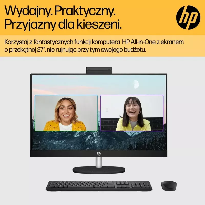 All-in-One PC HP 27-cr0232nw — AMD Ryzen 5 7520U, 16GB RAM, 512GB SSD, 27 inch FHD, Windows 11 Home, Wi‑Fi 6 (White)