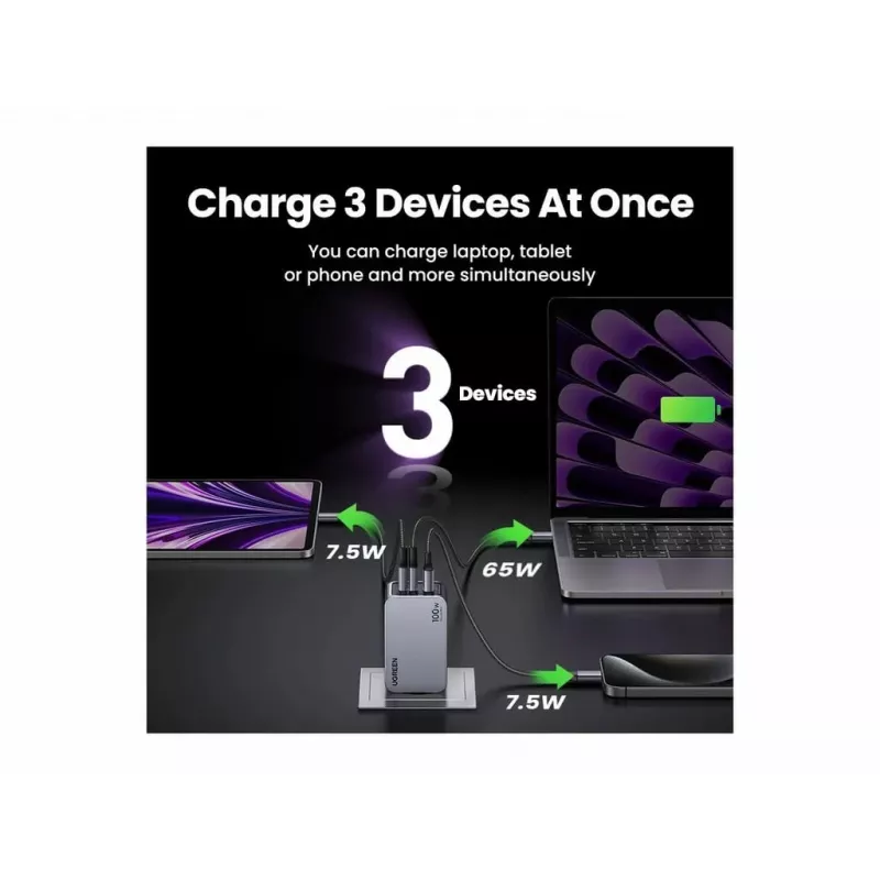UGREEN Indoor Charger Nexode Pro 3-Port GaN PD Fast Charger 2 USB Type-C