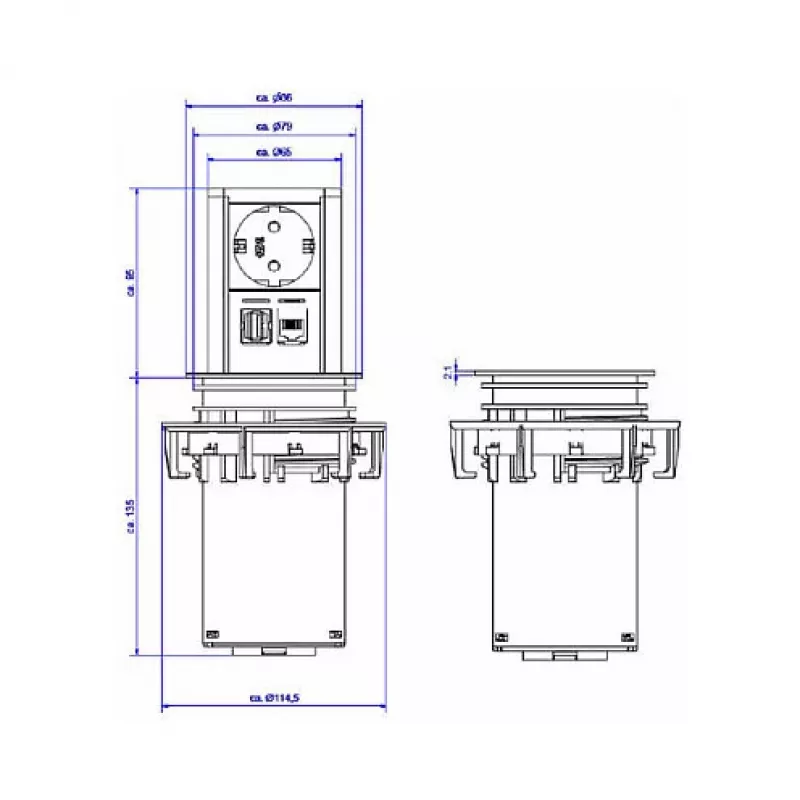 Elevator 1xprotective contact 1xCAT6 1xUSB3.0 - Accessories Power supply