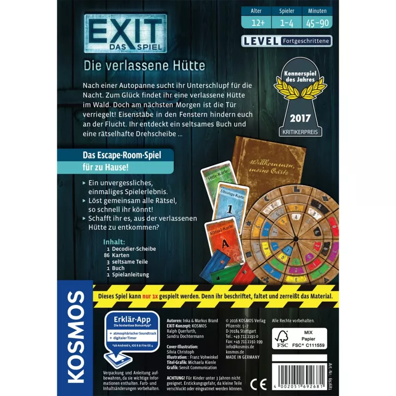 EXIT - The Game - The Abandoned Cabin, Party Game Expert Game of the Year 2017