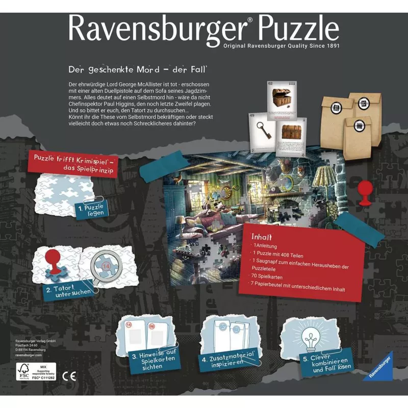 Jigsaw Puzzle Ravensburger Gifted Murder 264 pieces – 264-piece puzzle, standard cut, adults & teens
