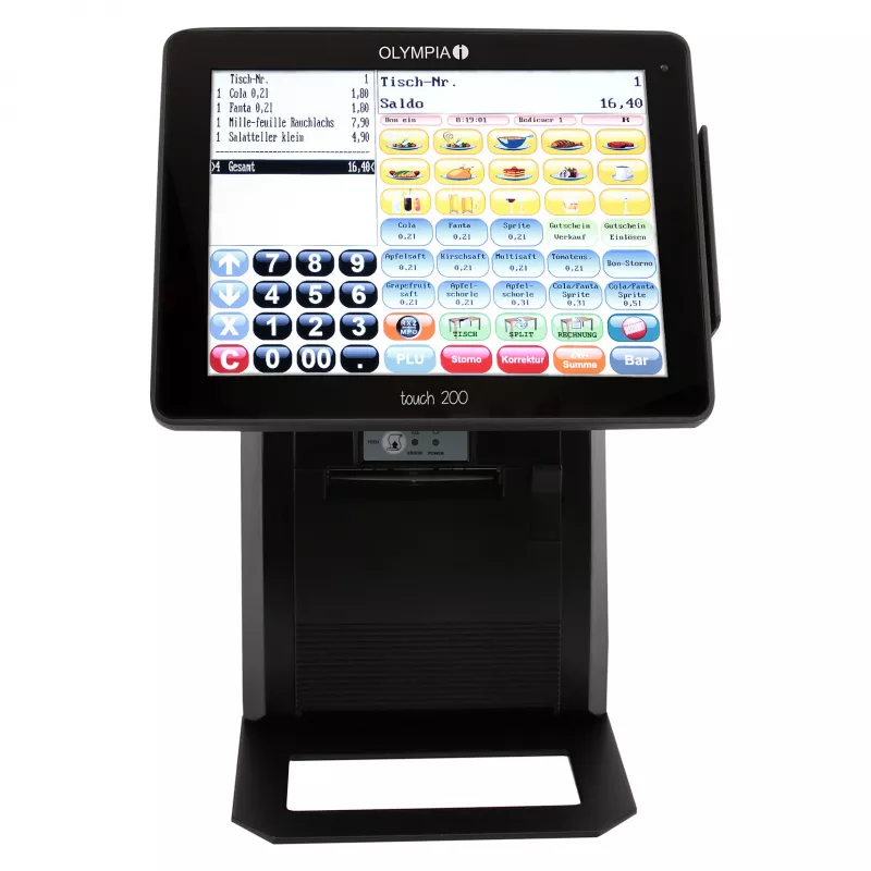 All-in-One Cash Register Olympia Touch 200 TSE — 9.7 inch TFT Touchscreen, Thermal Transfer Printer 170 mm/s, SD Card, Black