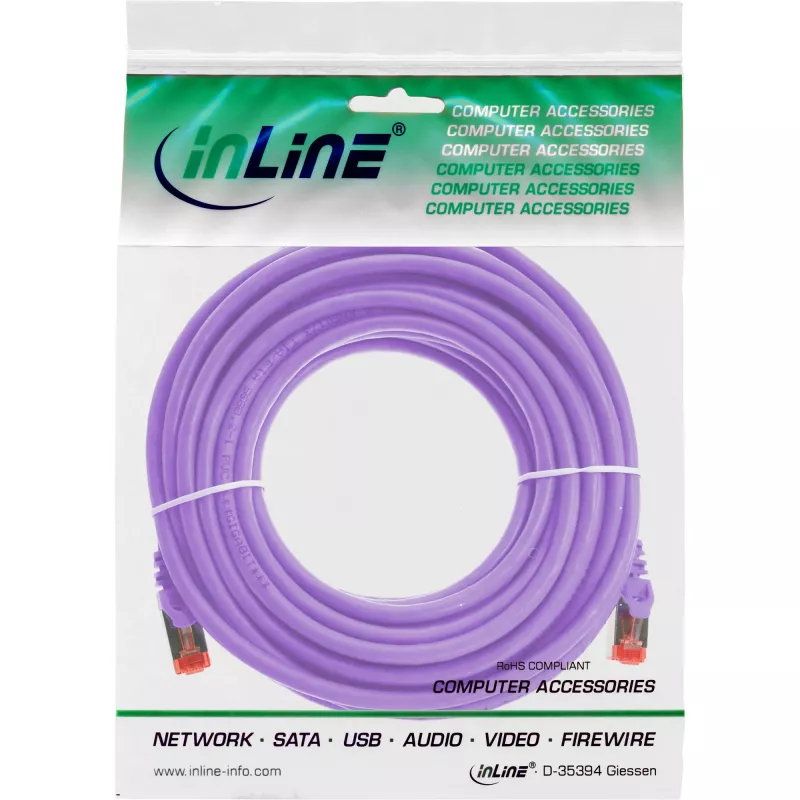 InLine Patch Cable S/FTP PiMF Cat.6 250MHz PVC copper purple 15m