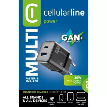 Cellularline USB Charger Multipower Micro 30W GaN 2 Ports PD - Charger