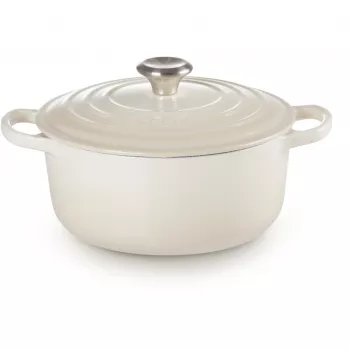 Le Creuset Signature Roaster round 22cm Meringue creme (21177227164430)