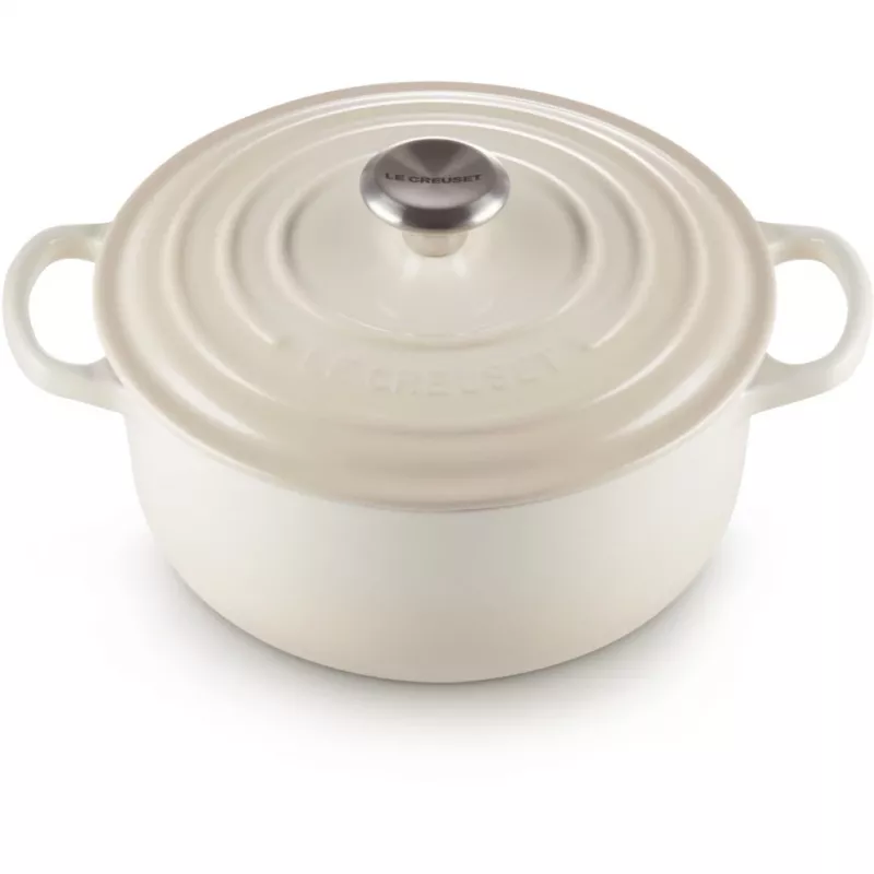 Le Creuset Signature Roaster round 22cm Meringue creme (21177227164430)