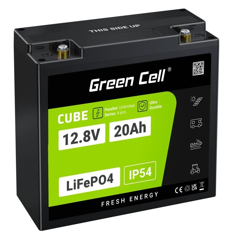 UPS battery Green Cell GC-LFPGC12V20AH Lithium Iron Phosphate 12.8V 20Ah, 256Wh, 185x80x170 mm, 3 kg