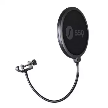 Pop filter SSQ Double Pop Filter SSQ POP1 SS-1923 for studio microphones, dual-layer metal mesh, adjustable gooseneck