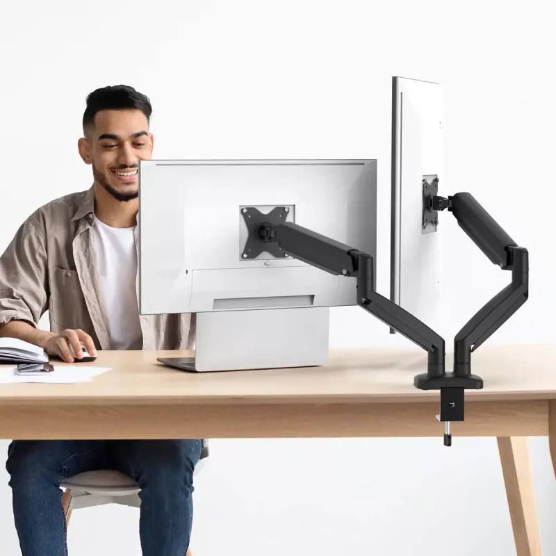 j5create JTSA102 Ergonomic Dual Monitor Mount Black Clamp/Grommet 16 kg