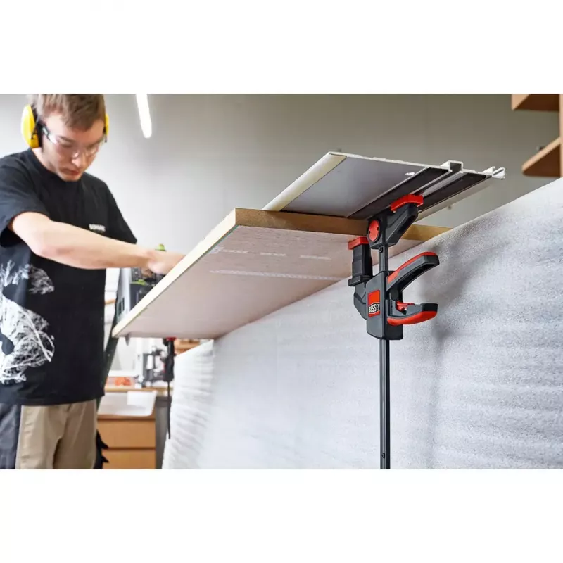 Table clamp Bessey EZR15SET one-hand, 150 mm clamping width, 60 mm throat depth, black/red