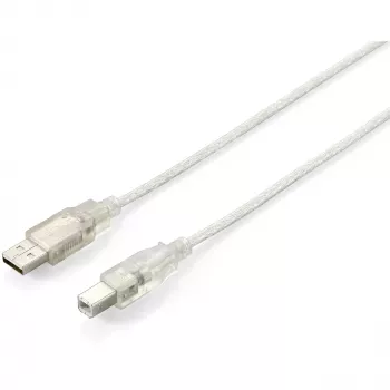 Equip - USB Cable - USB (M) to USB Type B (M) - USB2.0 - 5,0m - Transparent Silver (128652)