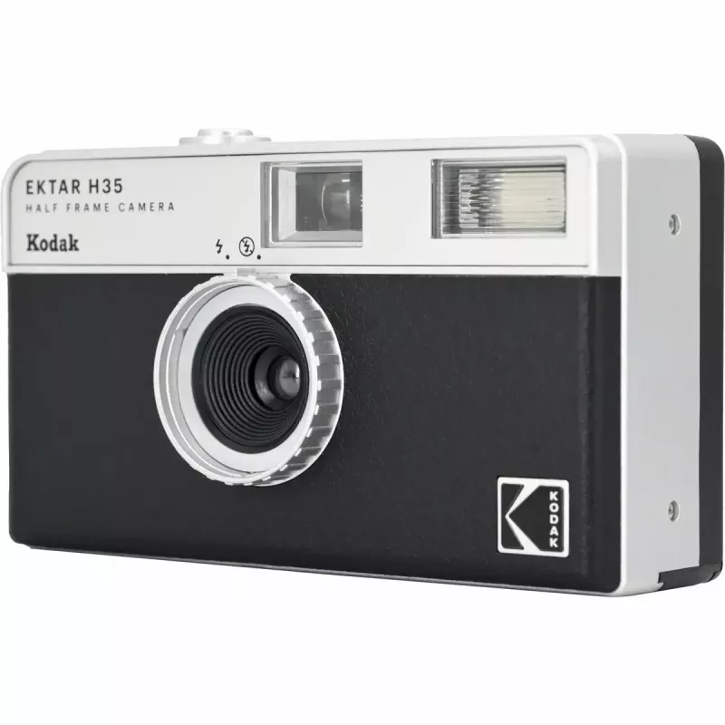 35mm film camera Kodak Ektar H35 black — compact point-and-shoot, fixed lens, film format 35mm