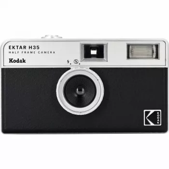 35mm film camera Kodak Ektar H35 black — compact point-and-shoot, fixed lens, film format 35mm