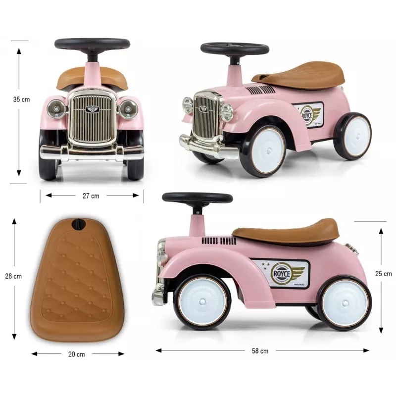 Kids balance bike milly mally Royce Pink — model 5474, lightweight children's run bike