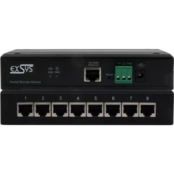 Serial Device Server Exsys EX-61008 — 8x RS232/422/485 ports, includes power adapter