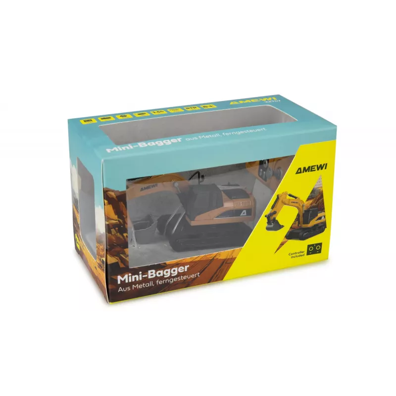 Excavator RC model Amewi 22747 1:64 scale, electric engine, for ages 6+