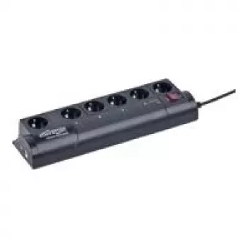 Gembird EG-PMS2 Programmable surge protection power strip, 6 outlets, black, safety plug, 1 pc.