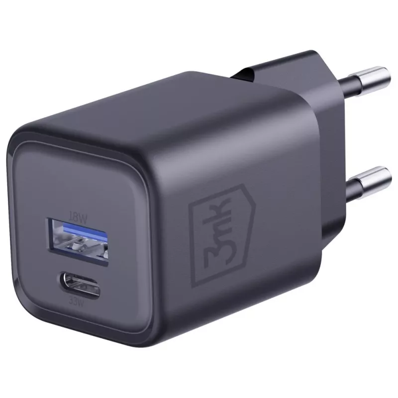Charger 3MK Hyper Charger PD 33W GaN QC4+ black — 33W PD fast charger with GaN technology