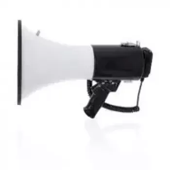 Megaphone Nedis MEPH250WT — handheld siren/PA, 1500 m range, 120 dB, black/white
