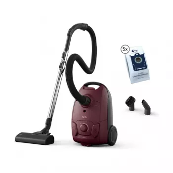 Drum vacuum AEG AB51C1DR5B — Dry 3 L dust bag, 750 W, Hygiene Filter, red