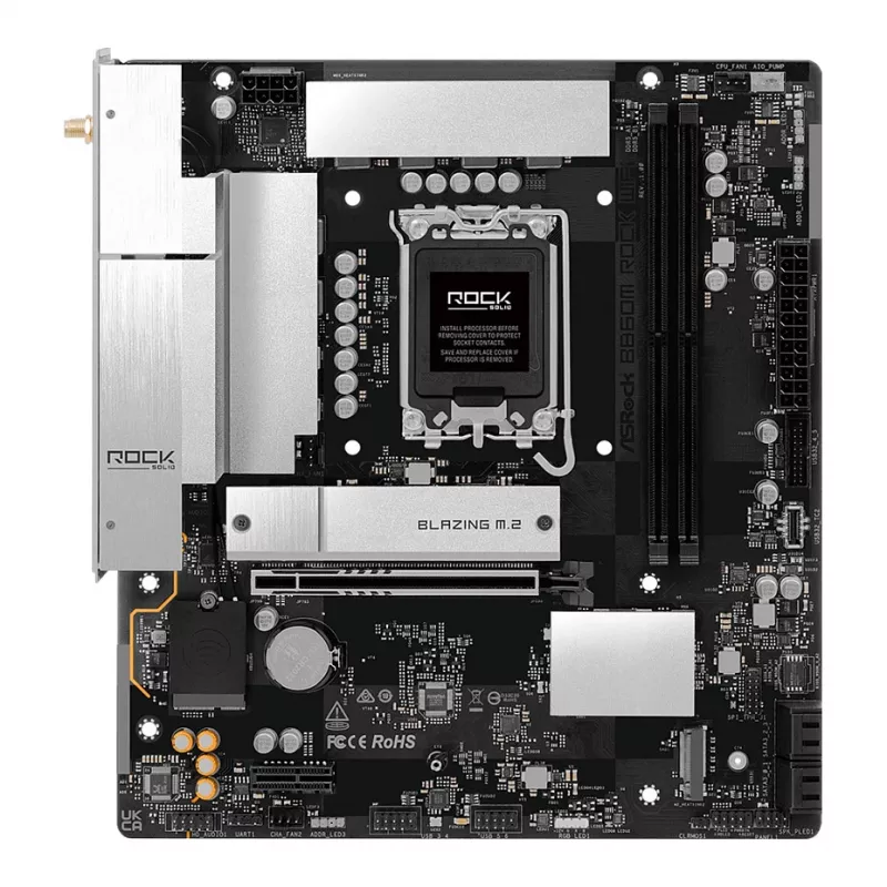 Motherboard ASRock B860M Rock WiFi (mATX, Intel LGA 1851, DDR5, HDMI, DisplayPort)