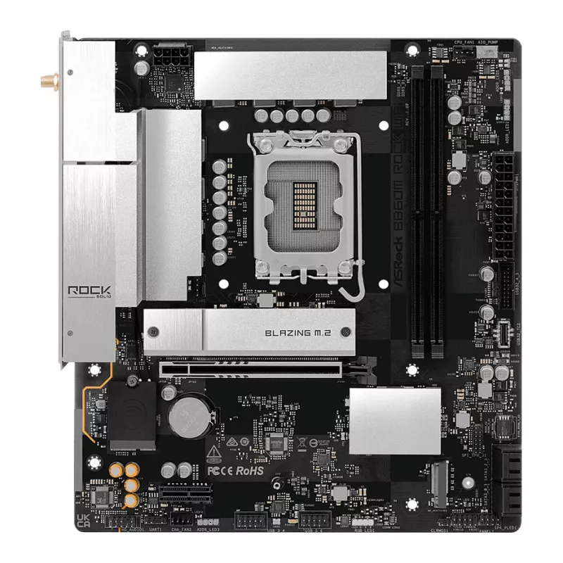Motherboard ASRock B860M Rock WiFi (mATX, Intel LGA 1851, DDR5, HDMI, DisplayPort)