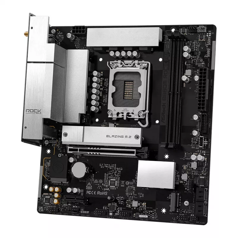 Motherboard ASRock B860M Rock WiFi (mATX, Intel LGA 1851, DDR5, HDMI, DisplayPort)