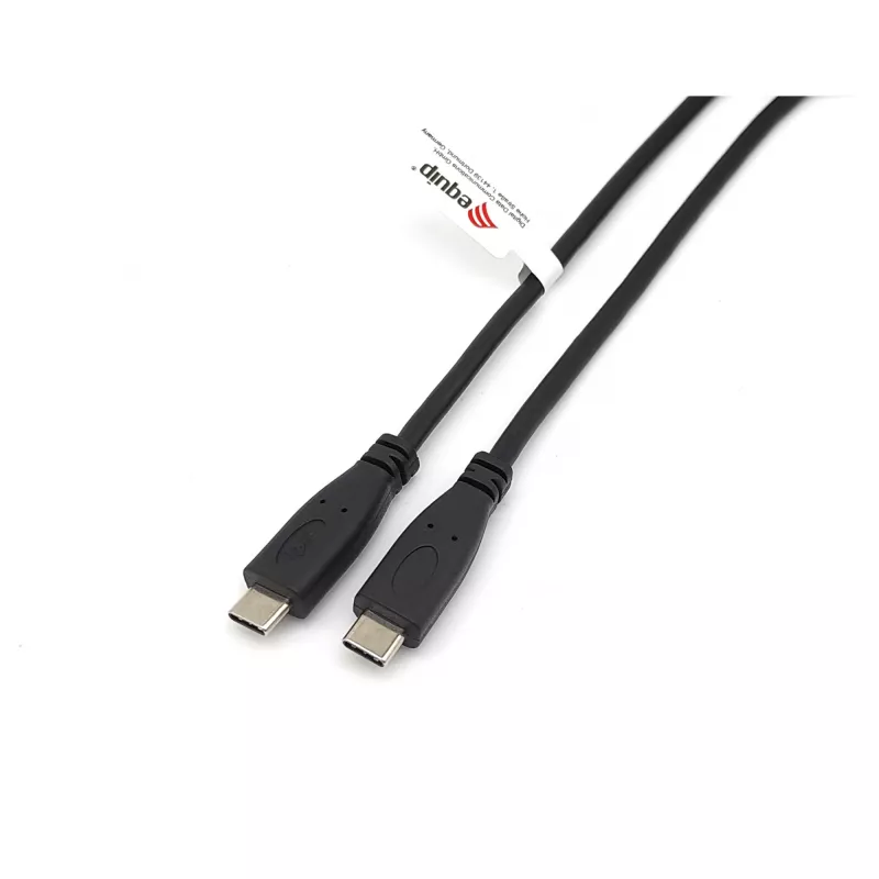 EQUIP USB 2.0 Type-C to Type-C Cable M/M 0.3m PD 60W, 0.48 Gbit/s, Nickel-plated Contacts, Black