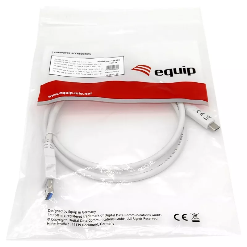 USB 3.2 Gen 1 C to A Cable EQUIP 0.5 m 5 Gbps White (USB-C to USB-A, nickel-plated contacts)